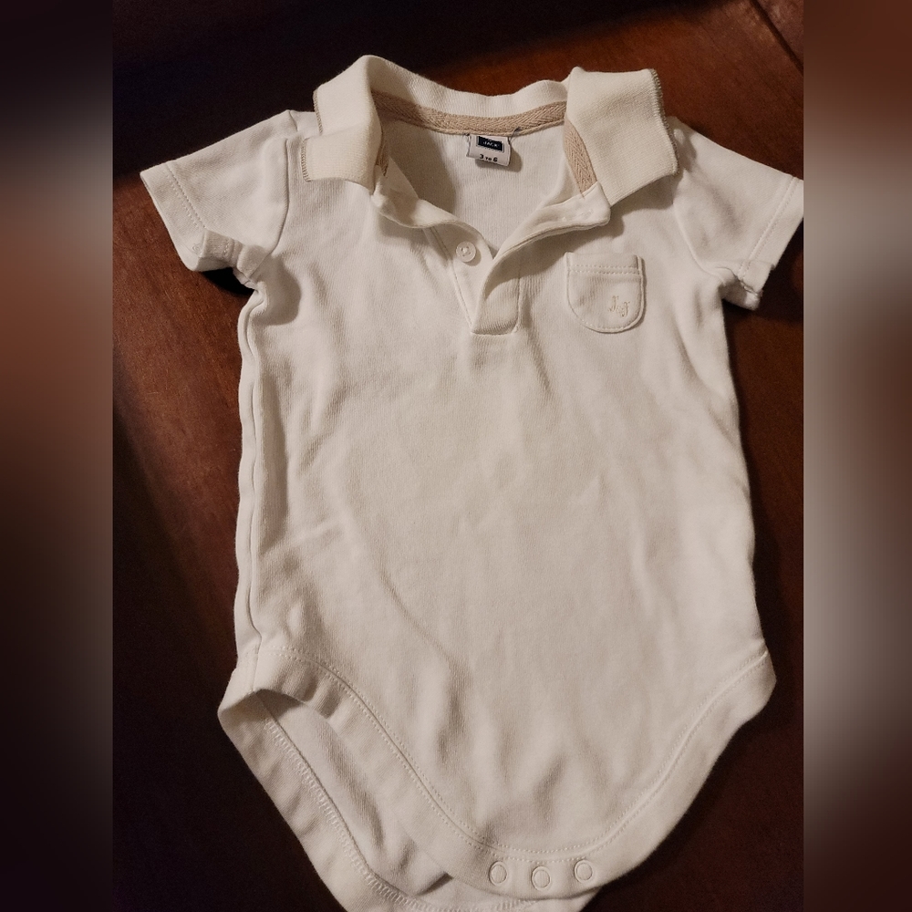 Jack and Jane white collared onesie